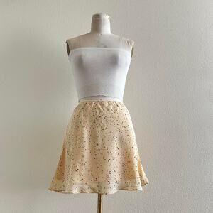 handmade light yellow multi-coloured retro print mini skirt